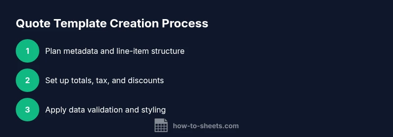 Process diagram showing steps to create a Google Sheets quote template