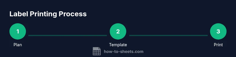 Infographic showing a 3-step process to print labels from Google Sheets