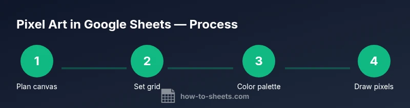 Process flow for creating pixel art in Google Sheets