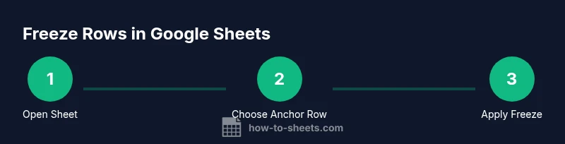 Process diagram showing how to freeze rows in Google Sheets