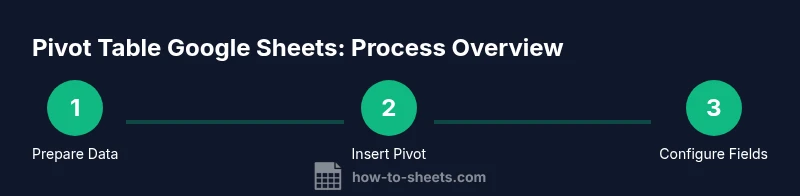 Process infographic showing pivot table workflow in Google Sheets