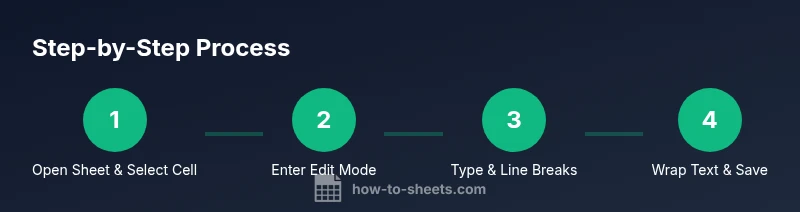 Diagram showing entering text with line breaks inside a Google Sheets cell