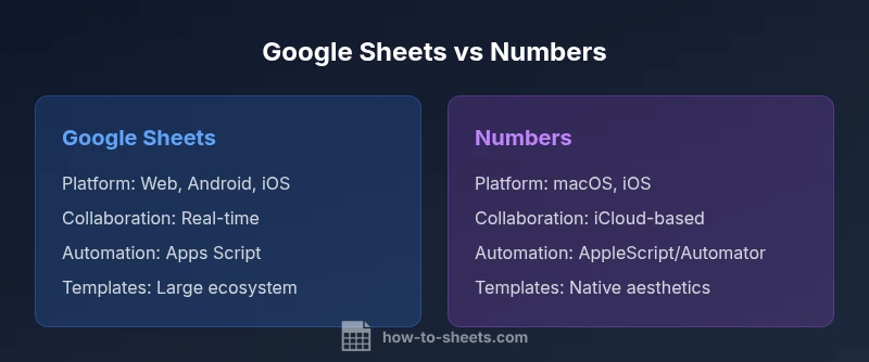 Side-by-side comparison of Google Sheets and Numbers across key features