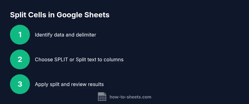Process infographic showing SPLIT workflow in Google Sheets