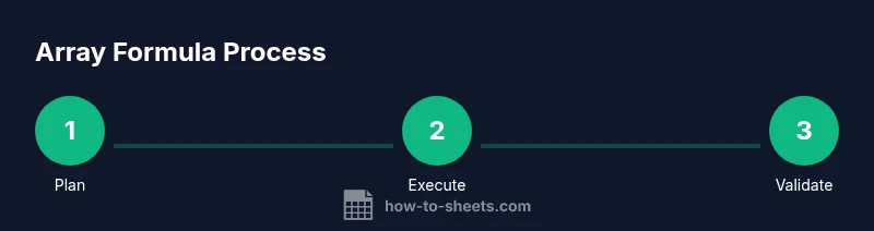 Process infographic showing array formula steps in Google Sheets
