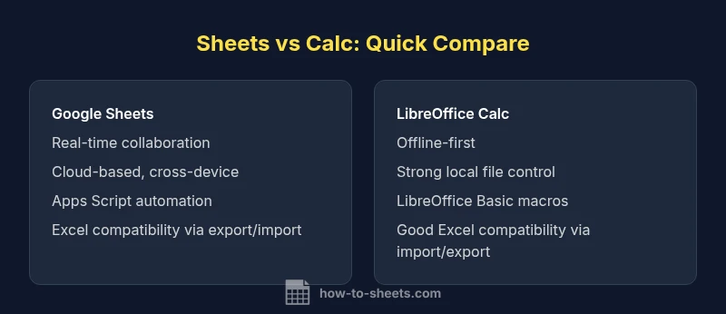 Side-by-side comparison of Google Sheets and LibreOffice Calc features