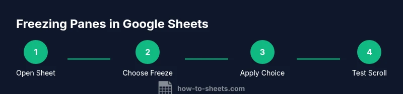 Process diagram showing freezing panes in Google Sheets