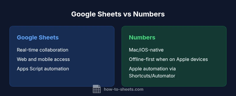 Visualization comparing Google Sheets and Numbers features